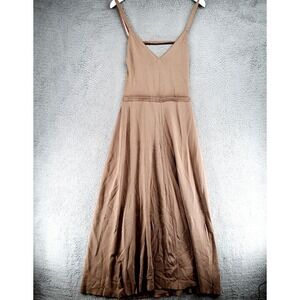 Zara Womens M Midi Dress V Neck Beige Strappy Stretchy Knit Sundress $69.90